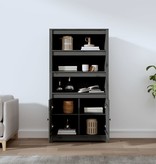 VidaXL Hoge kast 80x35x154 cm massief grenenhout grijs