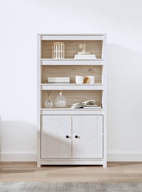VidaXL Hoge kast 80x35x154 cm massief grenenhout wit