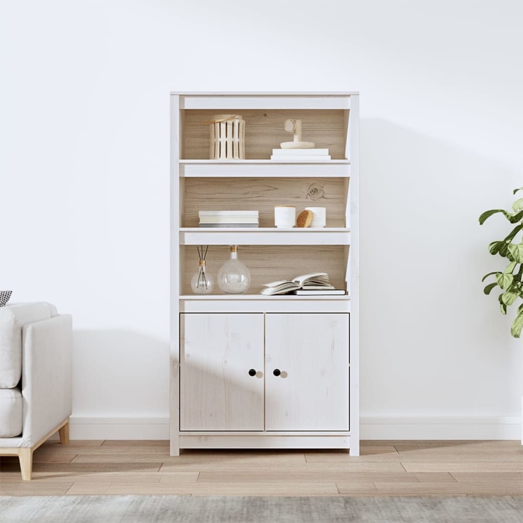 VidaXL Hoge kast 80x35x154 cm massief grenenhout wit