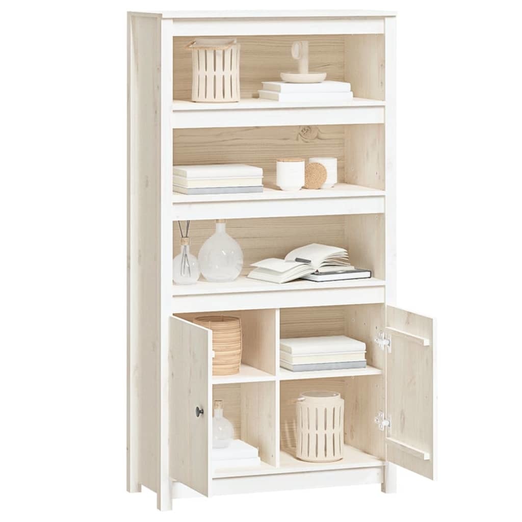 VidaXL Hoge kast 80x35x154 cm massief grenenhout wit