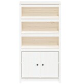 VidaXL Hoge kast 80x35x154 cm massief grenenhout wit