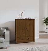 VidaXL Hoge kast 83x41,5x100 cm massief grenenhout honingbruin