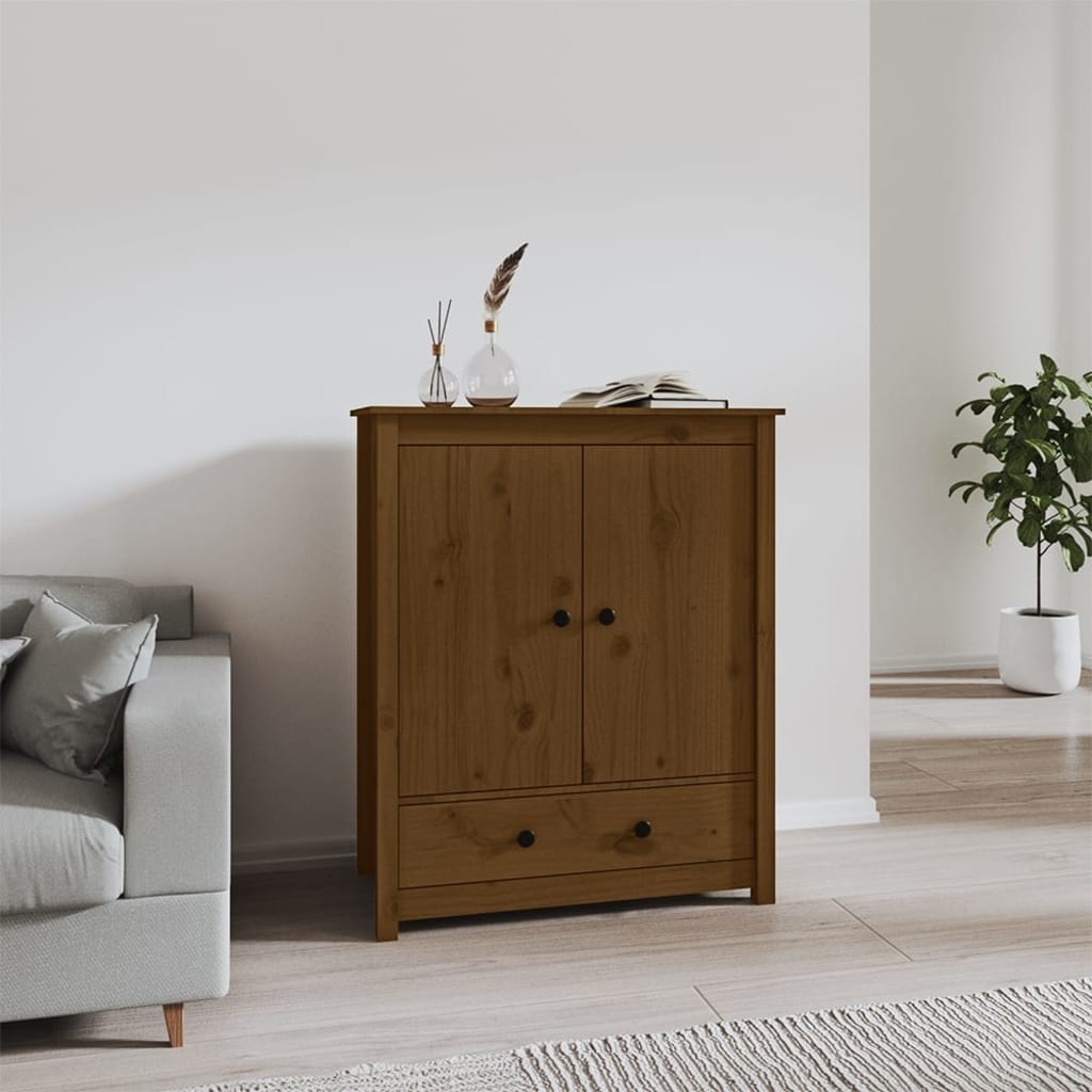 VidaXL Hoge kast 83x41,5x100 cm massief grenenhout honingbruin