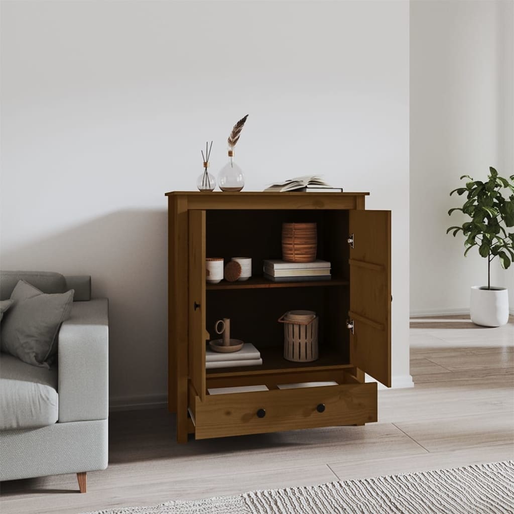 VidaXL Hoge kast 83x41,5x100 cm massief grenenhout honingbruin