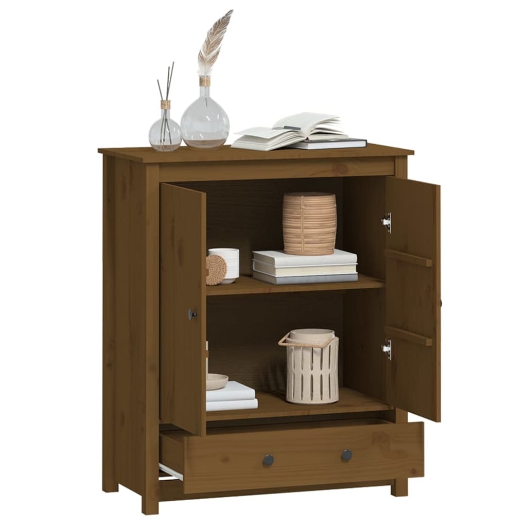 VidaXL Hoge kast 83x41,5x100 cm massief grenenhout honingbruin