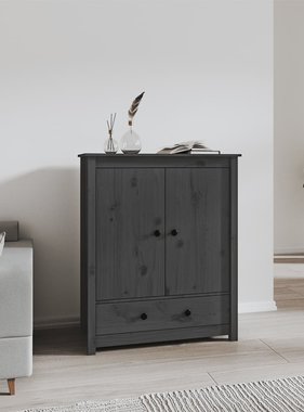 VidaXL Hoge kast 83x41,5x100 cm massief grenenhout grijs