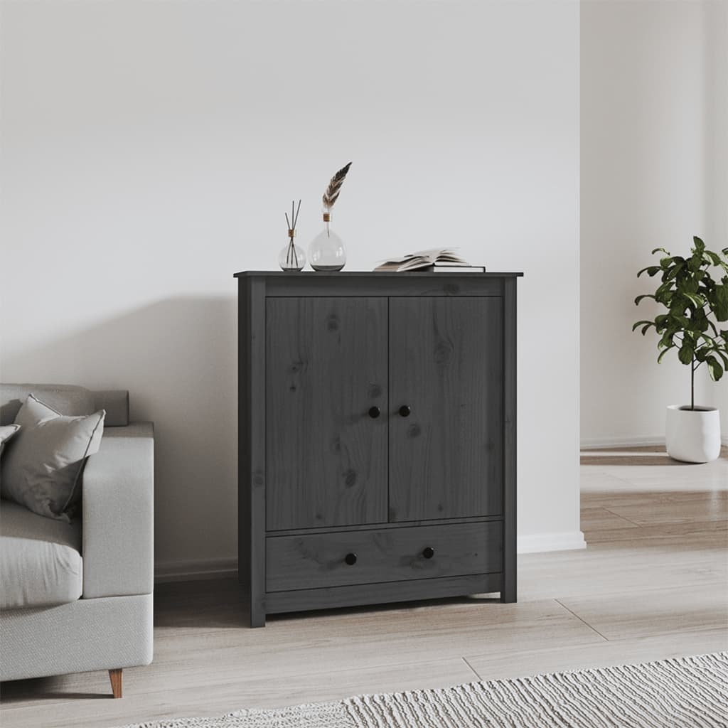 VidaXL Hoge kast 83x41,5x100 cm massief grenenhout grijs