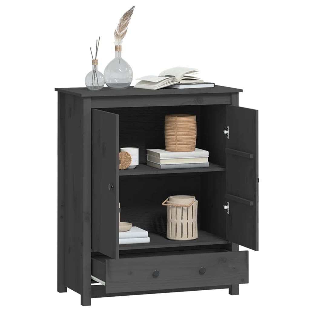 VidaXL Hoge kast 83x41,5x100 cm massief grenenhout grijs