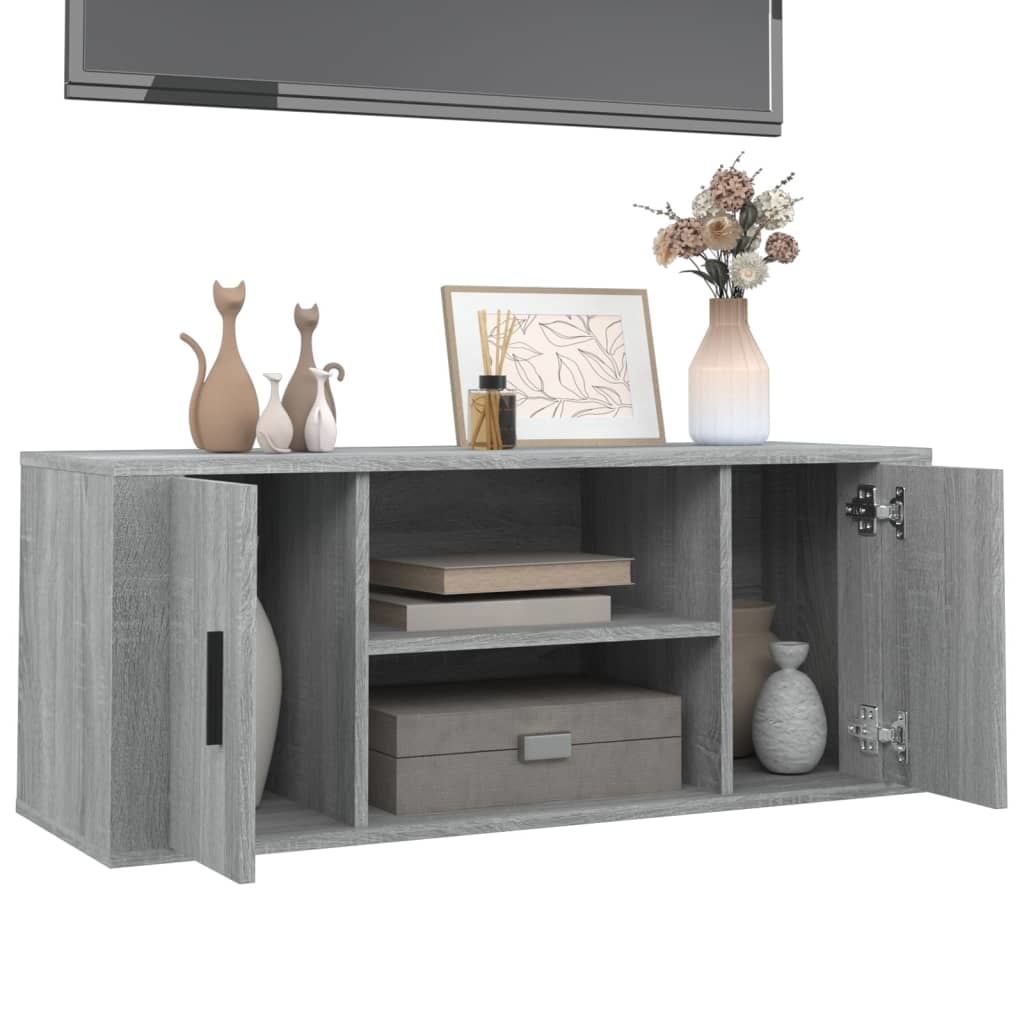 VidaXL Tv-meubel 100x35x40 cm bewerkt hout grijs sonoma eikenkleurig
