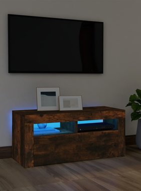 vidaXL Tv-meubel met LED-verlichting 90x35x40 cm gerookt eikenkleurig