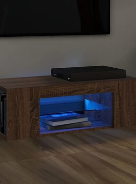 vidaXL Tv-meubel met LED-verlichting 90x39x30 cm bruineikenkleurig