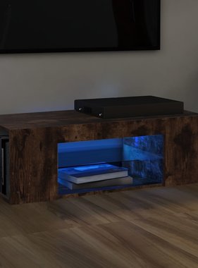 vidaXL Tv-meubel met LED-verlichting 90x39x30 cm gerookt eikenkleurig