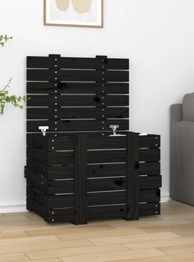 Opbergbox 58x40,5x42 cm massief grenenhout zwart