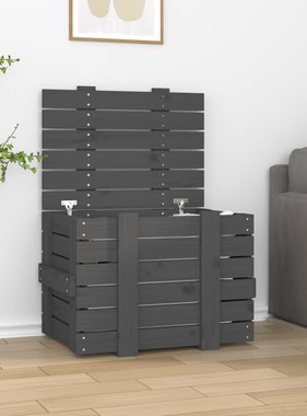 Opbergbox 58x40,5x42 cm massief grenenhout grijs