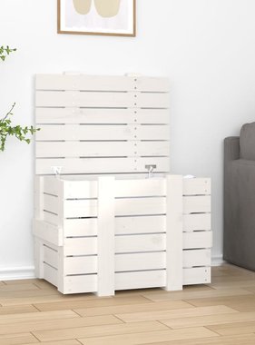 Opbergbox 58x40,5x42 cm massief grenenhout wit