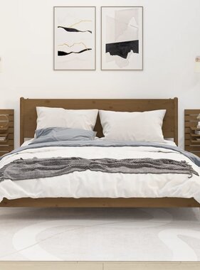 Nachtkastjes wandgemonteerd 2 st massief grenenhout honingbruin