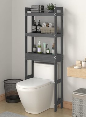 Toiletrek 63x26x171 cm massief grenenhout grijs