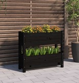 vidaXL Plantenbak 77x25x66 cm massief grenenhout zwart