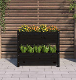 vidaXL Plantenbak 77x25x66 cm massief grenenhout zwart