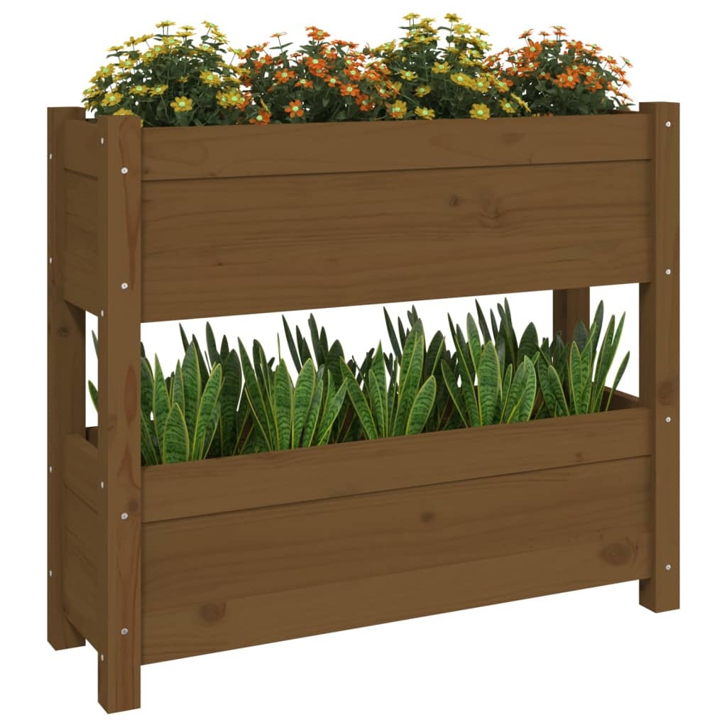 vidaXL Plantenbak 77x25x66 cm massief grenenhout honingbruin