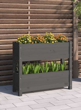 vidaXL Plantenbak 77x25x66 cm massief grenenhout grijs