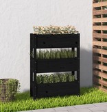 vidaXL Plantenbak 77x25x104,5 cm massief grenenhout zwart