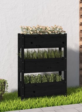 vidaXL Plantenbak 77x25x104,5 cm massief grenenhout zwart