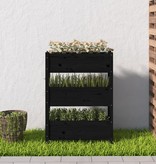 vidaXL Plantenbak 77x25x104,5 cm massief grenenhout zwart