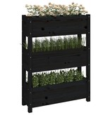 vidaXL Plantenbak 77x25x104,5 cm massief grenenhout zwart