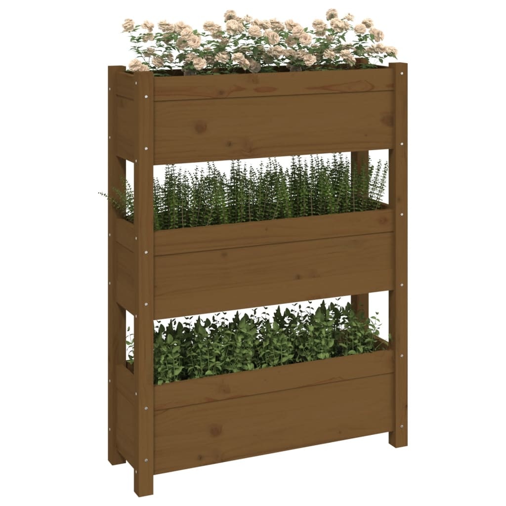 vidaXL Plantenbak 77x25x104,5 cm massief grenenhout honingbruin