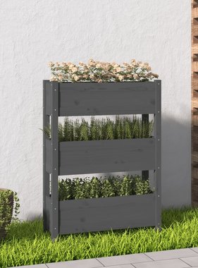 vidaXL Plantenbak 77x25x104,5 cm massief grenenhout grijs