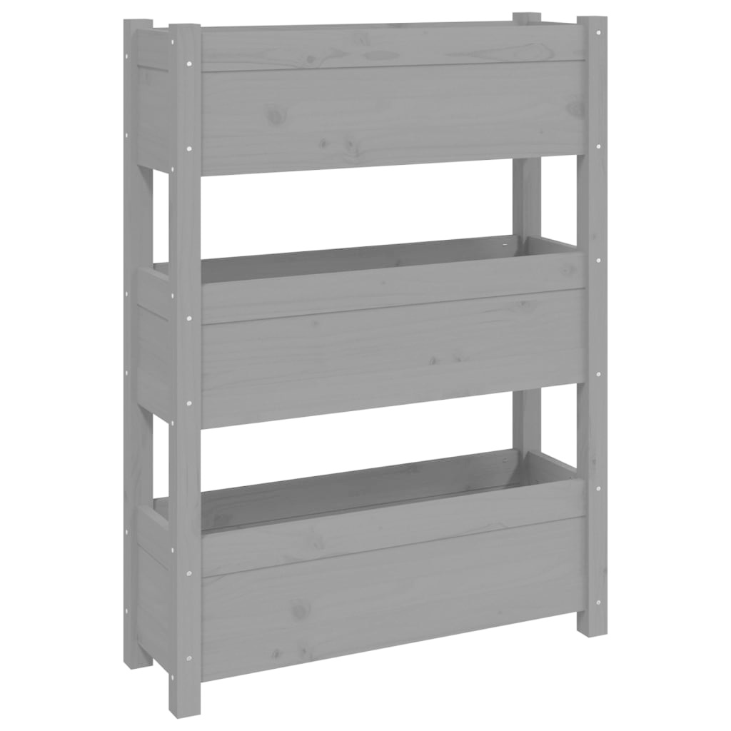 VidaXL Plantenbak 77x25x104,5 cm massief grenenhout grijs