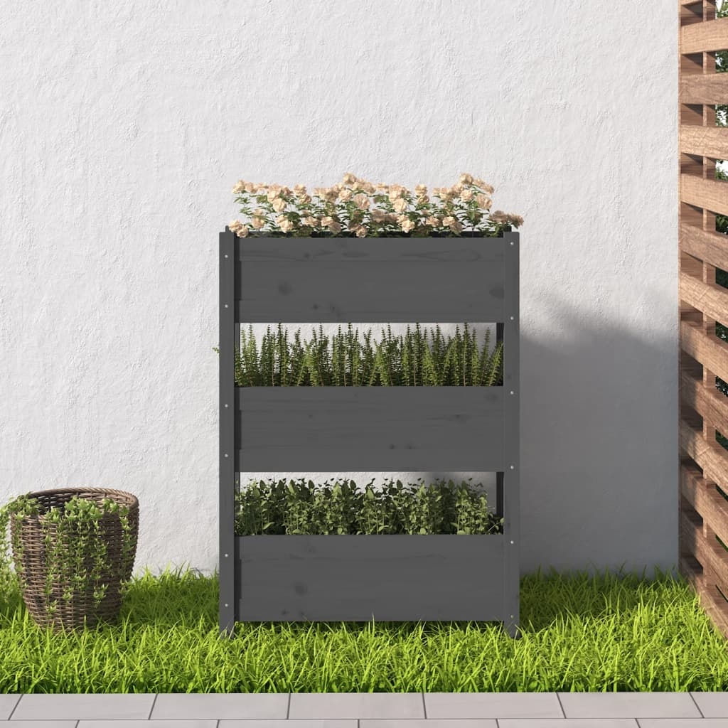VidaXL Plantenbak 77x25x104,5 cm massief grenenhout grijs