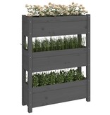 VidaXL Plantenbak 77x25x104,5 cm massief grenenhout grijs