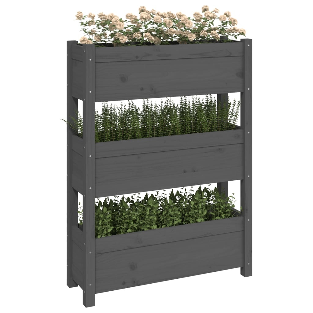 VidaXL Plantenbak 77x25x104,5 cm massief grenenhout grijs