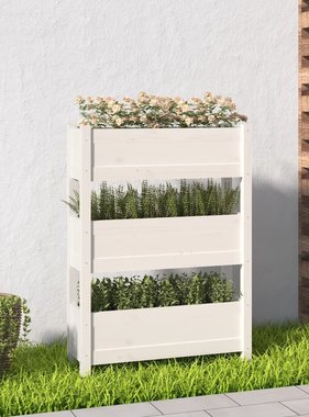 vidaXL Plantenbak 77x25x104,5 cm massief grenenhout wit