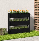 vidaXL Plantenbak 112x25x104,5 cm massief grenenhout zwart