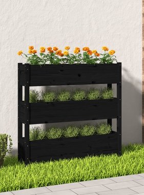 vidaXL Plantenbak 112x25x104,5 cm massief grenenhout zwart