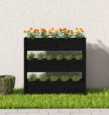 vidaXL Plantenbak 112x25x104,5 cm massief grenenhout zwart