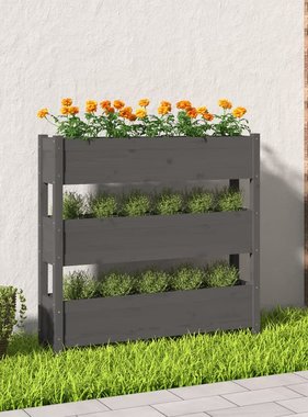 vidaXL Plantenbak 112x25x104,5 cm massief grenenhout grijs