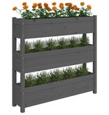 vidaXL Plantenbak 112x25x104,5 cm massief grenenhout grijs