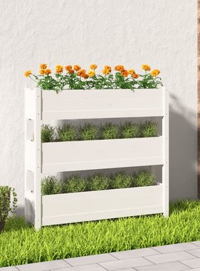 vidaXL Plantenbak 112x25x104,5 cm massief grenenhout wit