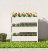 vidaXL Plantenbak 112x25x104,5 cm massief grenenhout wit