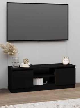 vidaXL Tv-meubel met deur 102x30x36 cm zwart