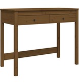 VidaXL Bureau met lades 100x50x78 cm massief grenenhout honingbruin
