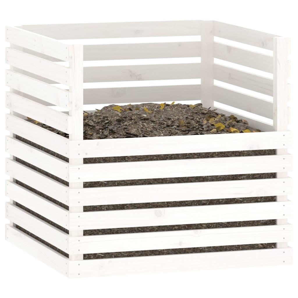 VidaXL Compostbak 80x80x78 cm massief grenenhout wit