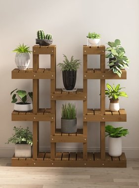 VidaXL Plantenstandaard 104,5x25x109,5 cm grenenhout honingbruin