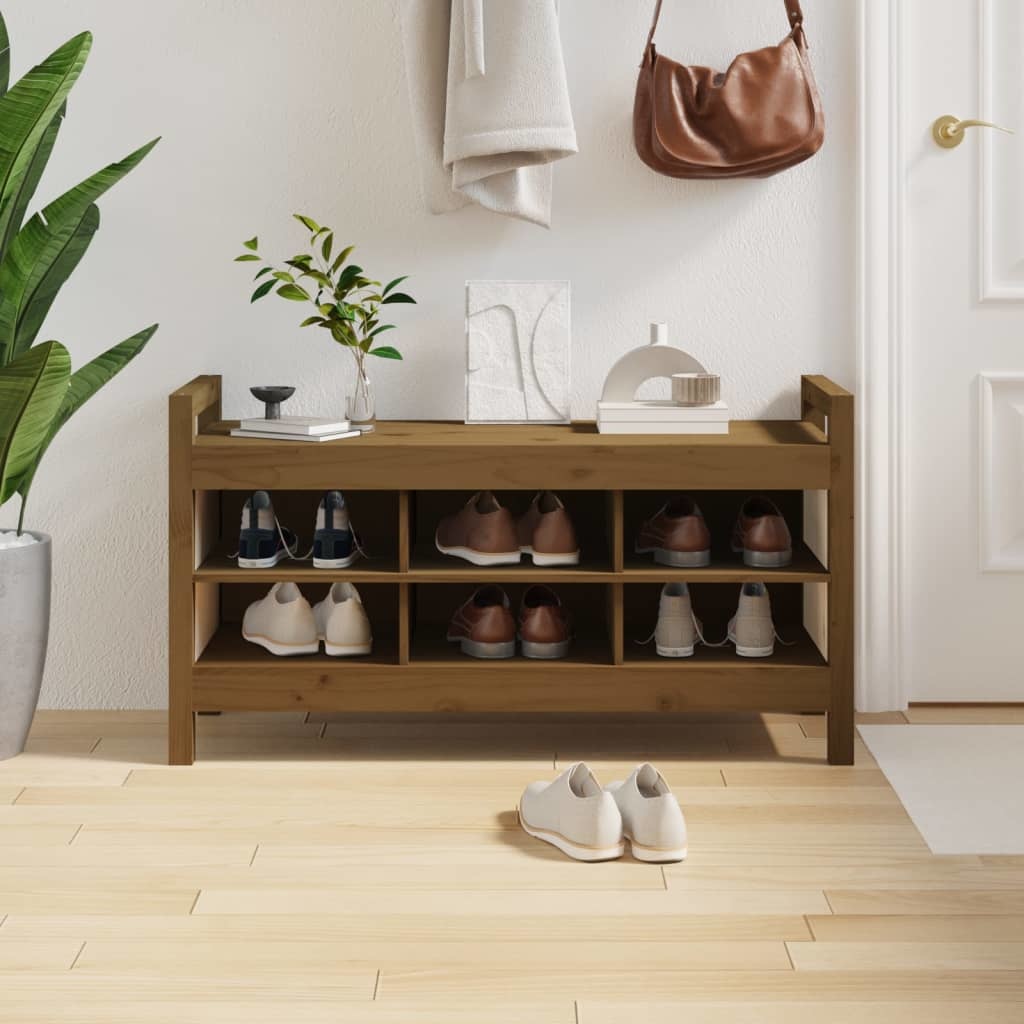 VidaXL Halbankje 110x40x60 cm massief grenenhout honingbruin