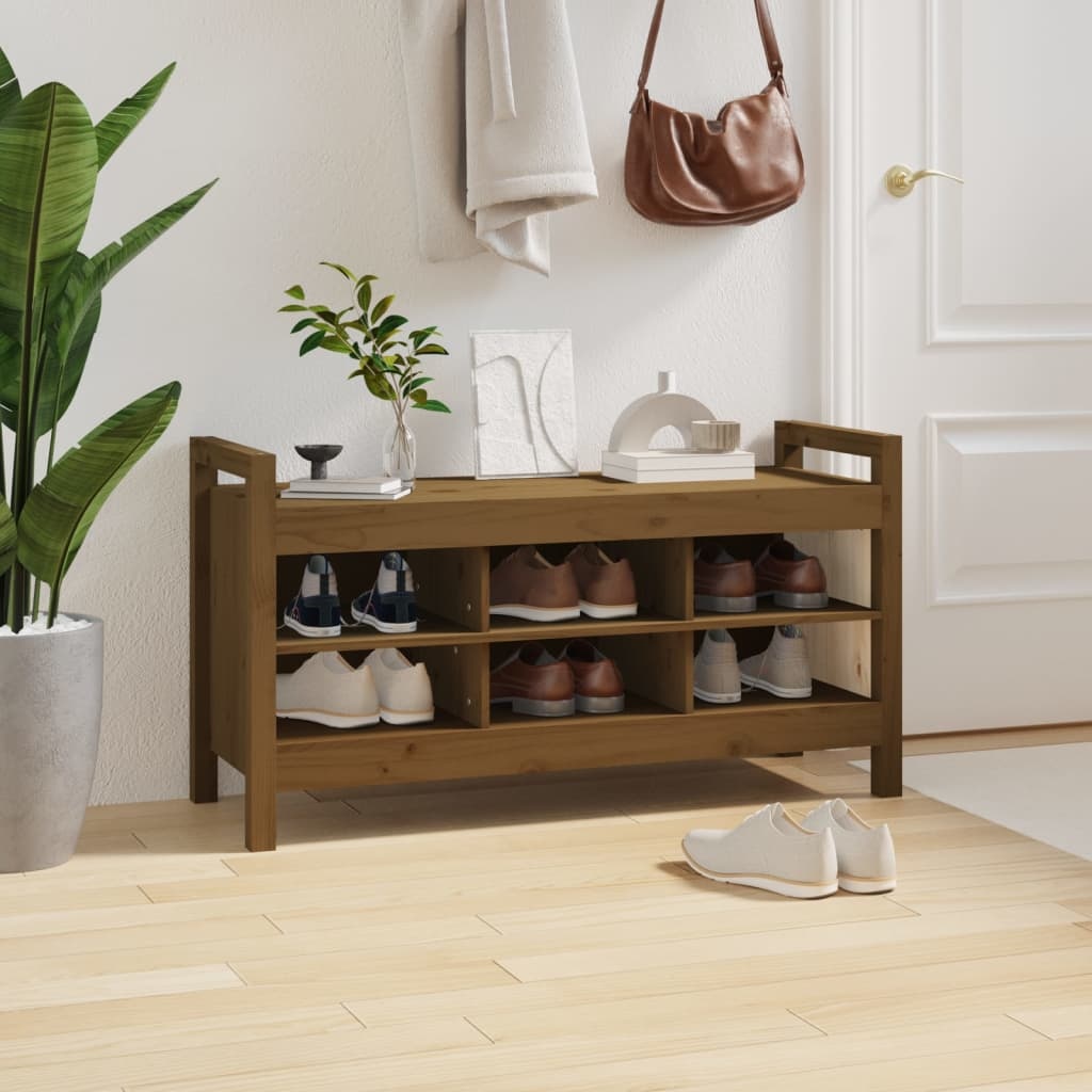 VidaXL Halbankje 110x40x60 cm massief grenenhout honingbruin