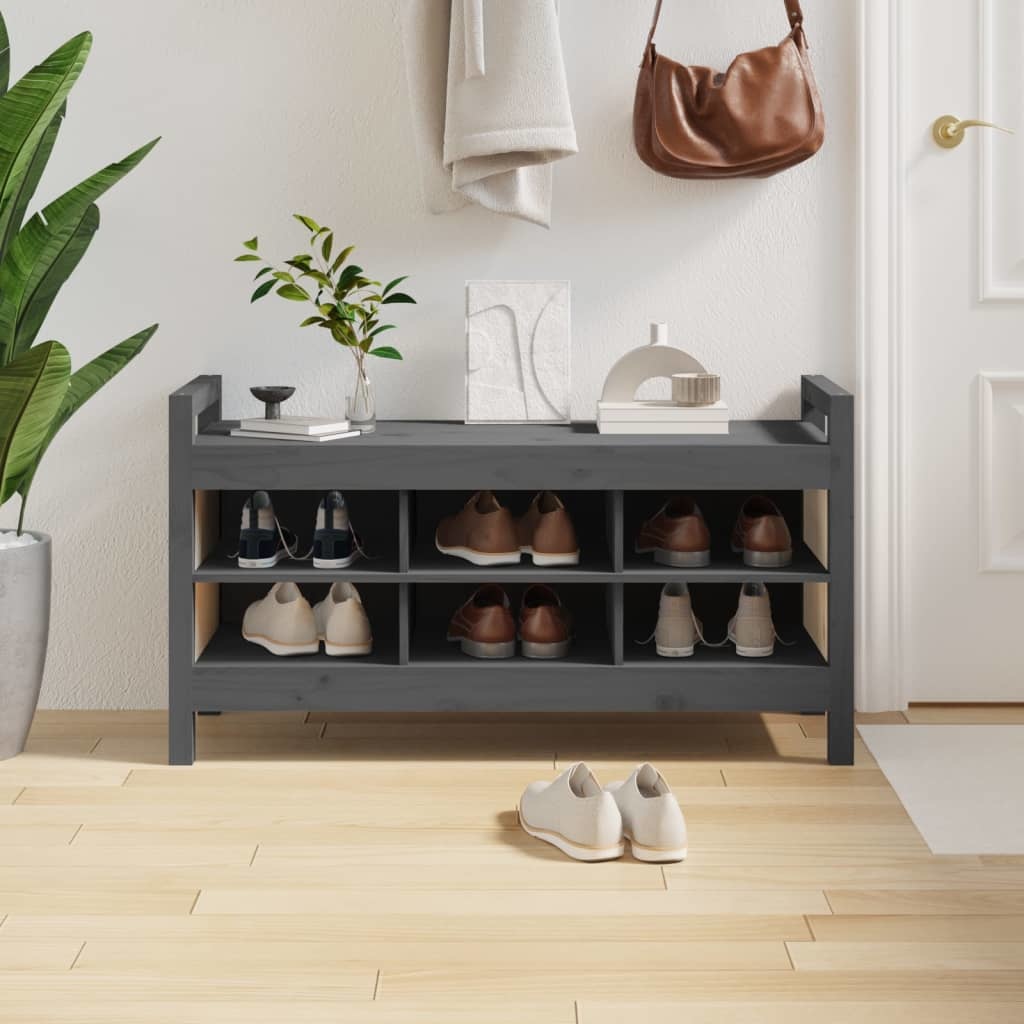 VidaXL Halbankje 110x40x60 cm massief grenenhout grijs